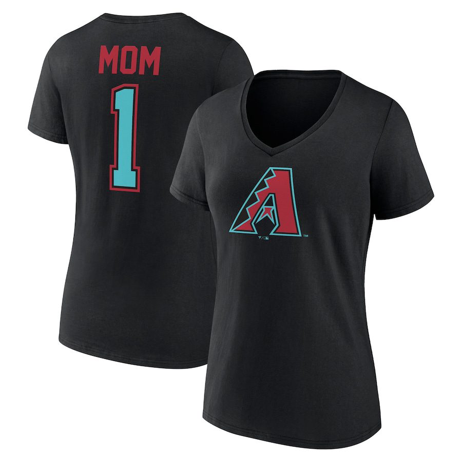 Arizona-Diamondbacks-Womens-Mothers-Day-1-Mom-V-Neck-T-Shirt-Black Arizona Diamondbacks Women's Mother's Day #1 Mom V-Neck T-Shirt - Black