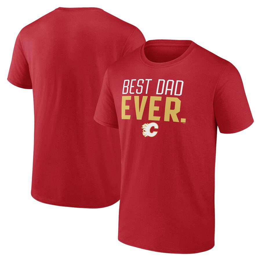 Calgary-Flames-Best-Dad-Ever-T-Shirt-Red Calgary Flames Best Dad Ever T-Shirt - Red