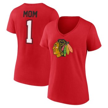 Chicago Blackhawks Women's Mother's Day #1 Mom V-Neck T-Shirt - Red