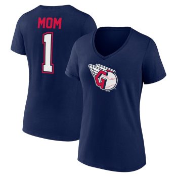 Cleveland Guardians Women's Mother's Day #1 Mom V-Neck T-Shirt - Navy