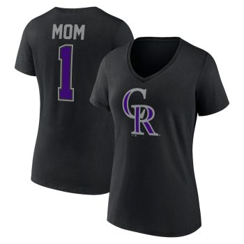 Colorado Rockies Women's Mother's Day #1 Mom V-Neck T-Shirt - Black