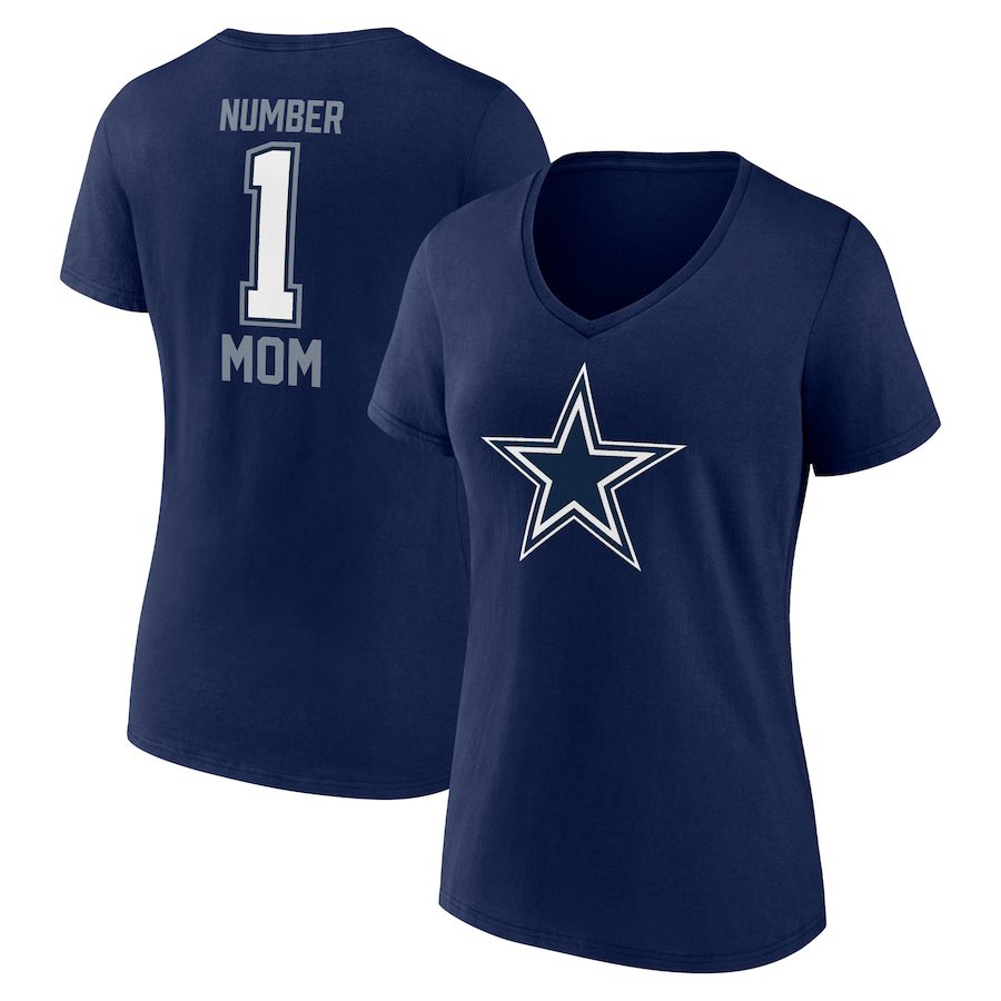 Dallas-Cowboys-Womens-Mothers-Day-V-Neck-T-Shirt-Navy Dallas Cowboys Women's Mother's Day V-Neck T-Shirt - Navy