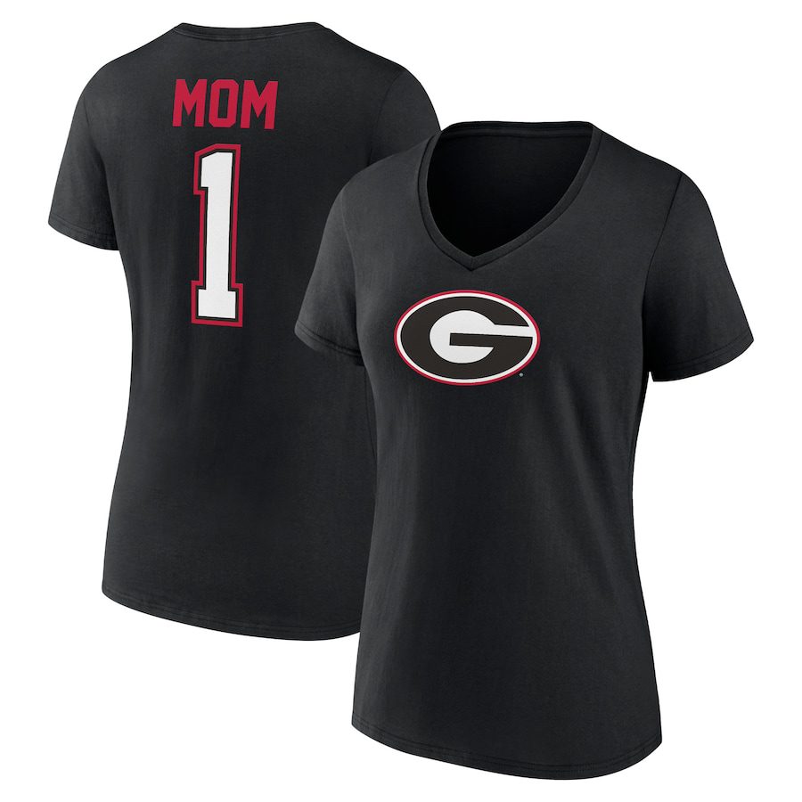 Georgia-Bulldogs-Womens-Mothers-Day-1-Mom-V-Neck-T-Shirt-Black Georgia Bulldogs Women's Mother's Day #1 Mom V-Neck T-Shirt - Black