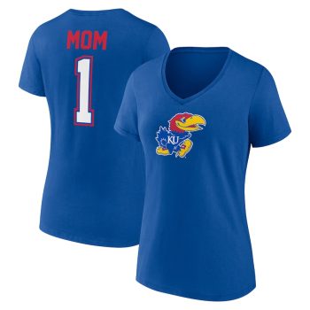 Kansas Jayhawks Women's Mother's Day #1 Mom V-Neck T-Shirt - Royal
