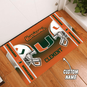 Miami Hurricanes Custom Name Funny Luxury Front Entrance Doormat DM1444