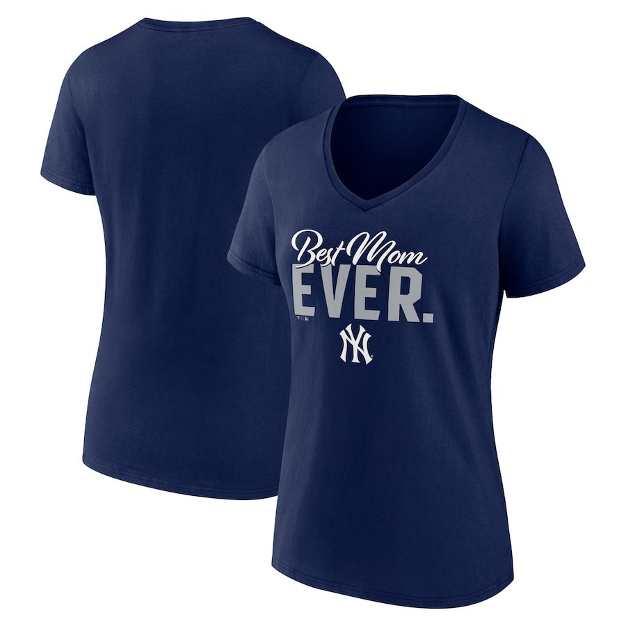 New-York-Yankees-Womens-Mothers-Day-V-Neck-T-Shirt-Navy New York Yankees Women's Mother's Day V-Neck T-Shirt - Navy