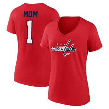 Washington Capitals Women's Mother's Day #1 Mom V-Neck T-Shirt - Red