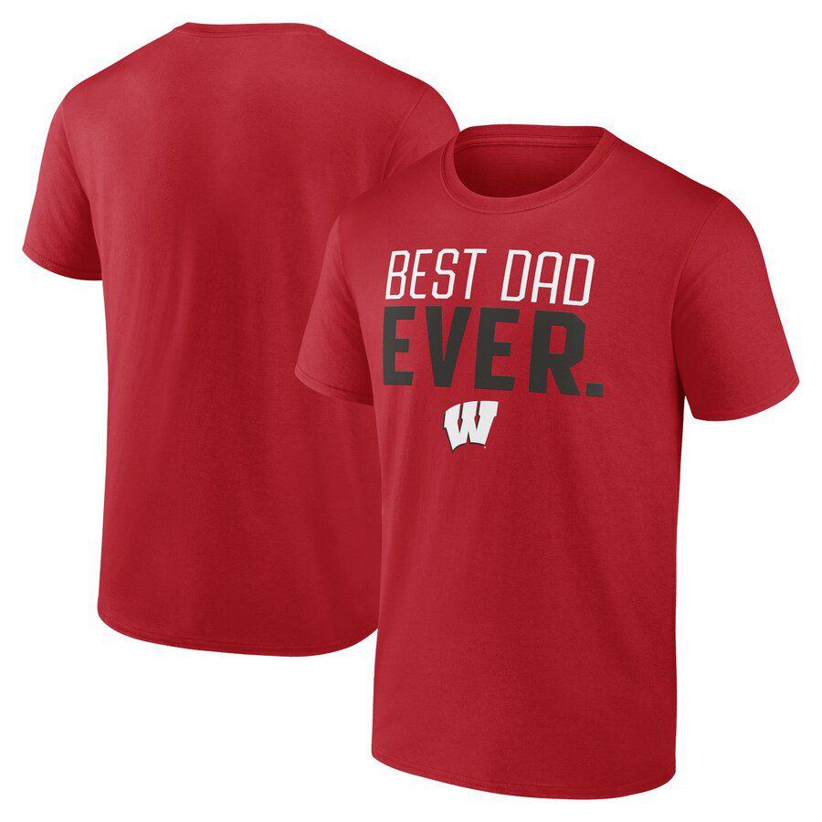 Wisconsin-Badgers-Best-Dad-Ever-T-Shirt-Red Wisconsin Badgers Best Dad Ever T-Shirt - Red