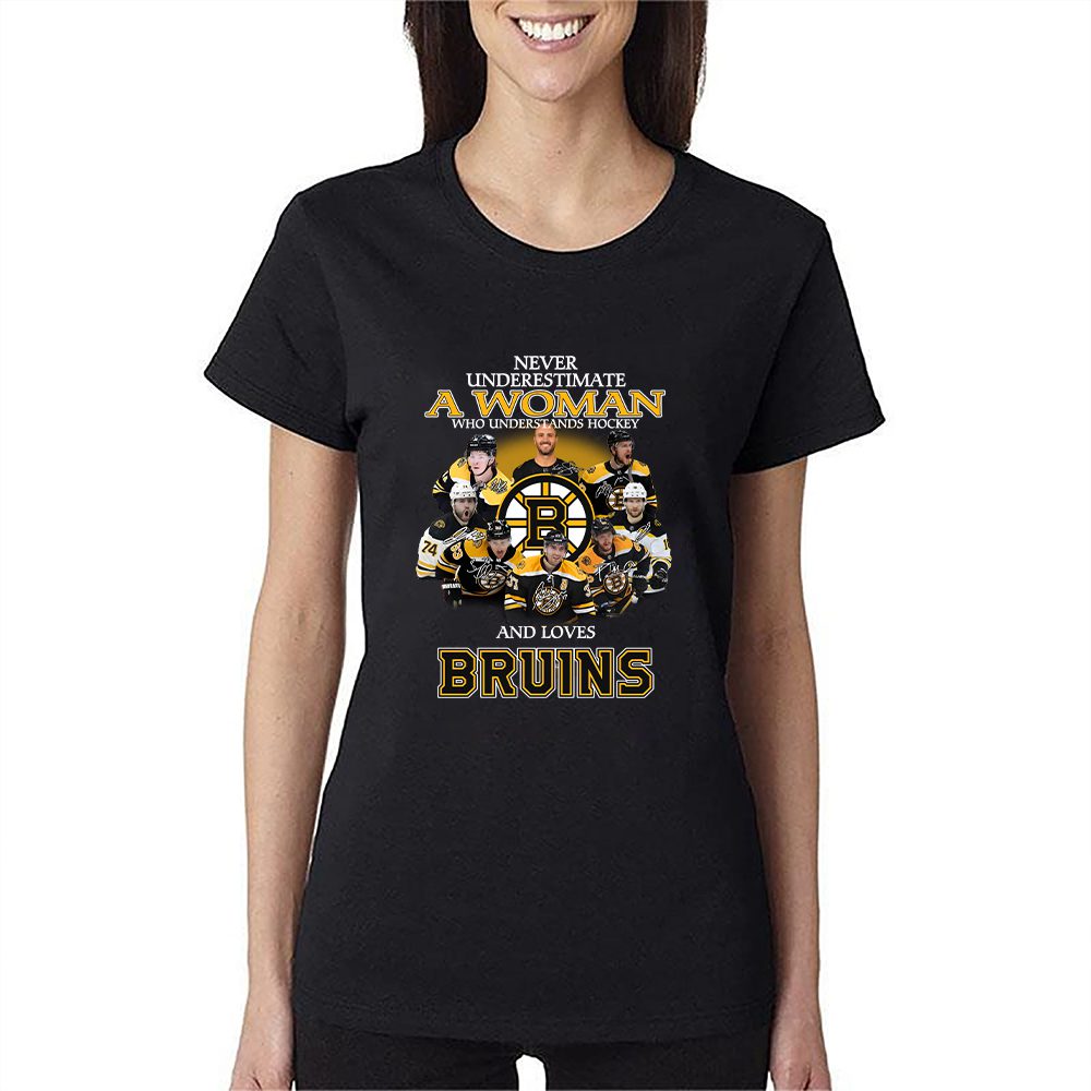 Never Underestimate A Woman Who Understands Hockey And Loves Boston Bruins Team Signatures Women Lady T-Shirt Never Underestimate A Woman Who Understands Hockey And Loves Boston Bruins Team Signatures Women Lady T-Shirt