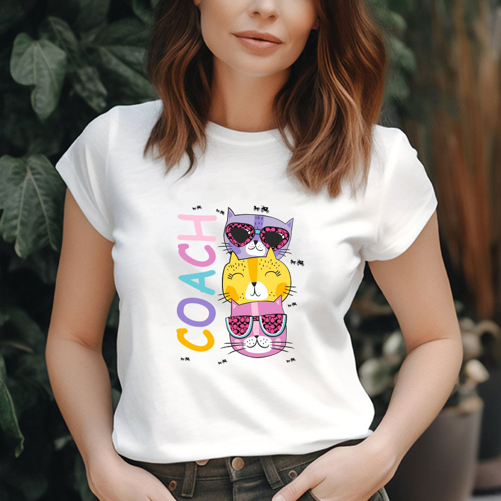 Cartoon-Cats-In-Glasses-Fruits-Coach-Brand-Lady-T-Shirt-Cotton-Tee-TLT6243-1