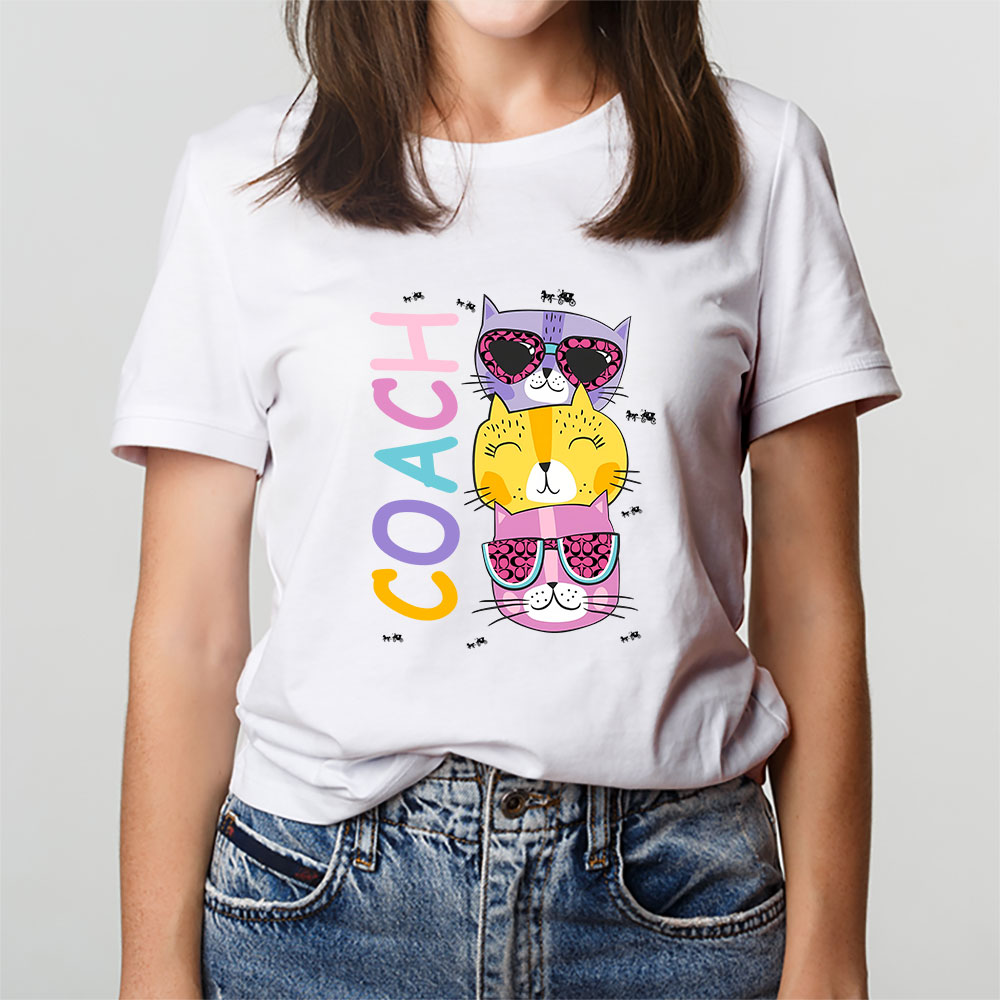 Cartoon-Cats-In-Glasses-Fruits-Coach-Brand-Unisex-T-Shirt-Cotton-Tee-TAT6243-2