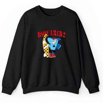 Cartoon Shark With Surfboard Dsquared2 Brand Unisex Sweatshirt TAS5486