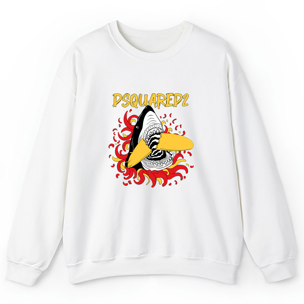 Cartoon-Shark-With-Surfboard-Dsquared2-Brand-Unisex-Sweatshirt-TAS5487-1