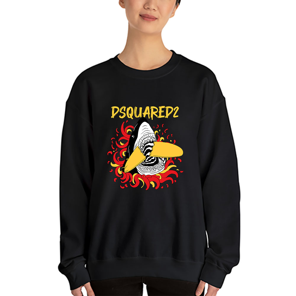 Cartoon-Shark-With-Surfboard-Dsquared2-Brand-Unisex-Sweatshirt-TAS5487-4
