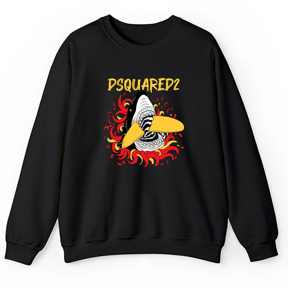Cartoon-Shark-With-Surfboard-Dsquared2-Brand-Unisex-Sweatshirt-TAS5487 Cartoon Shark With Surfboard Dsquared2 Brand Unisex Sweatshirt TAS5487