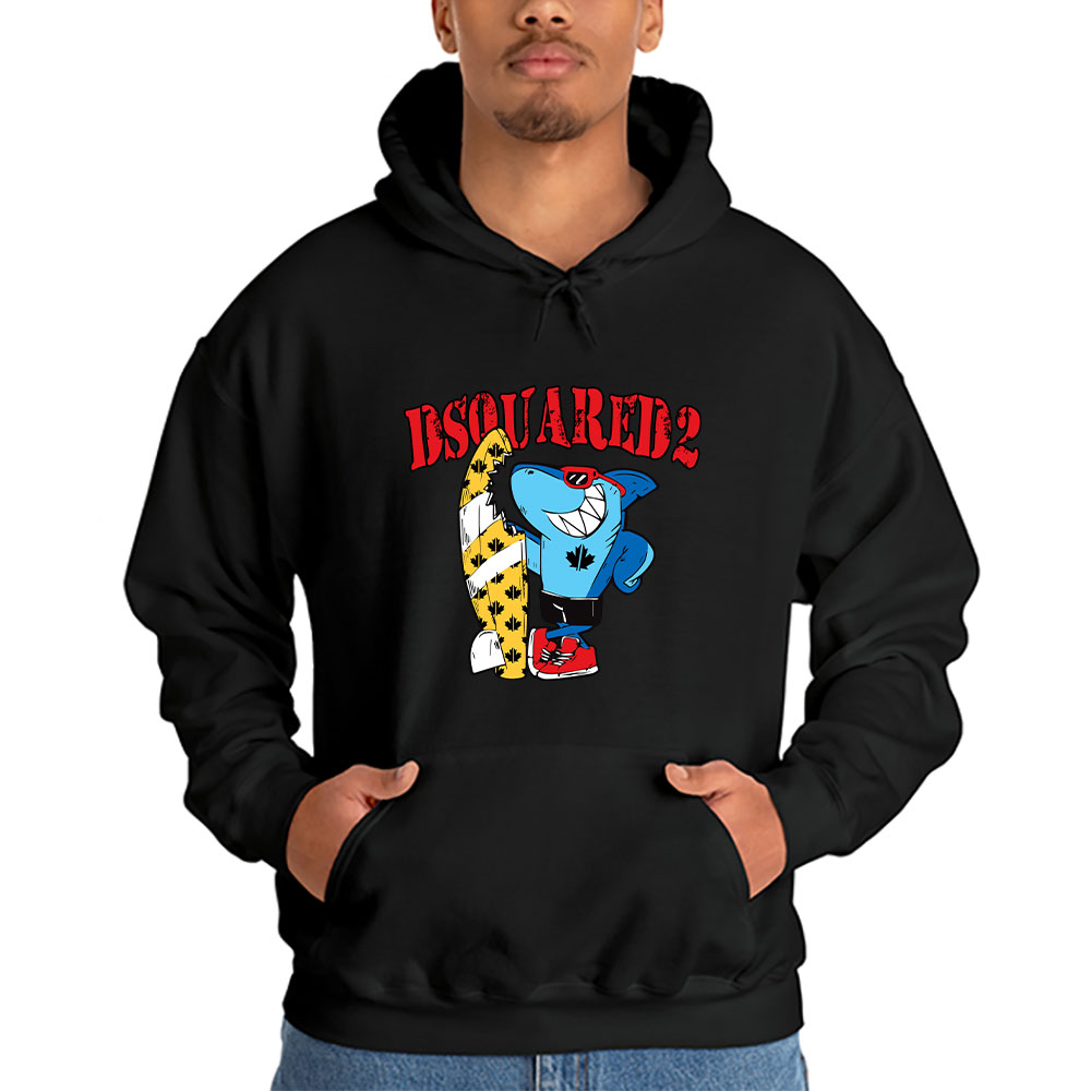 Cartoon-Shark-With-Surfboard-Dsquared2-Unisex-Hoodie-TAH5486-3
