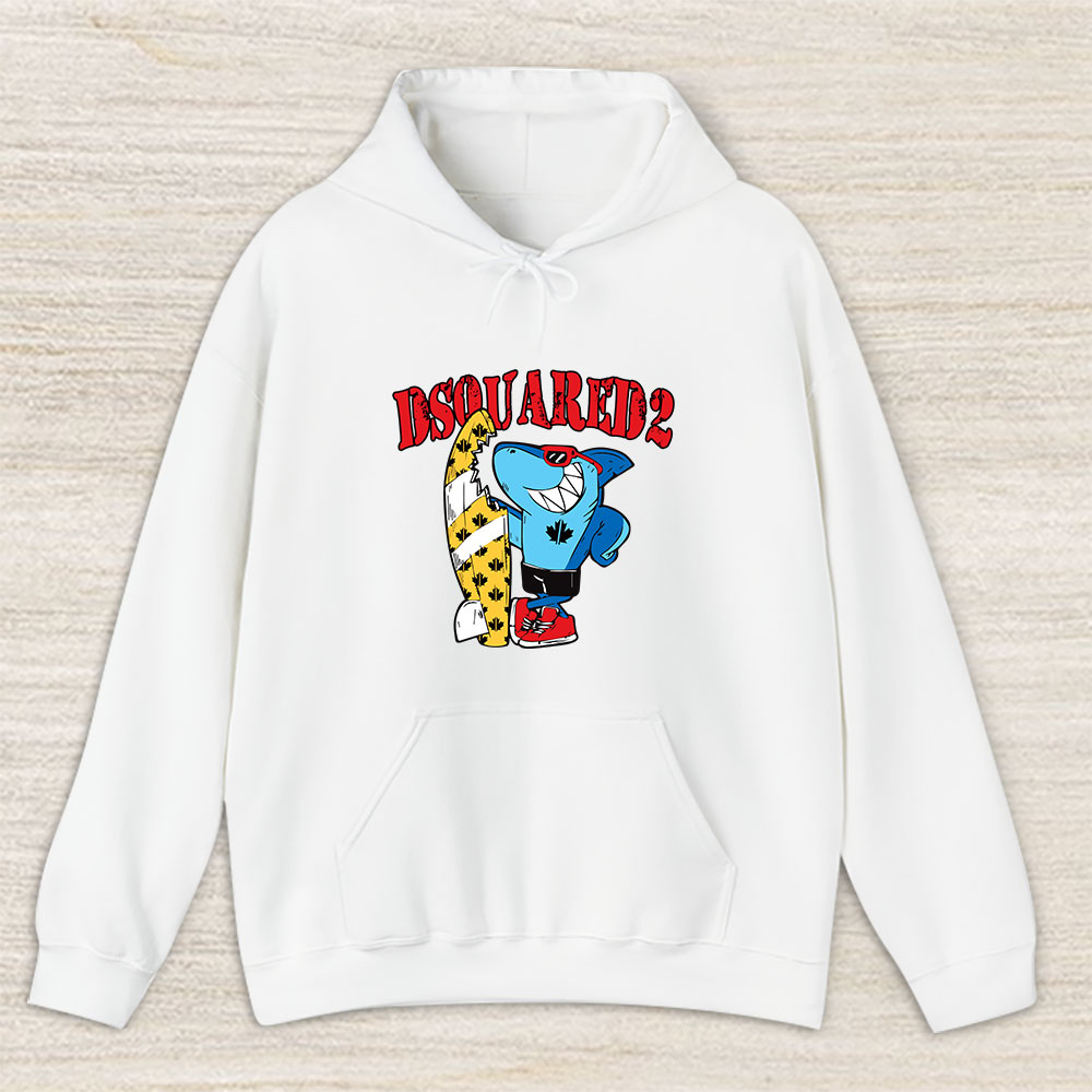 Cartoon-Shark-With-Surfboard-Dsquared2-Unisex-Hoodie-TAH5486 Cartoon Shark With Surfboard Dsquared2 Unisex Hoodie TAH5486