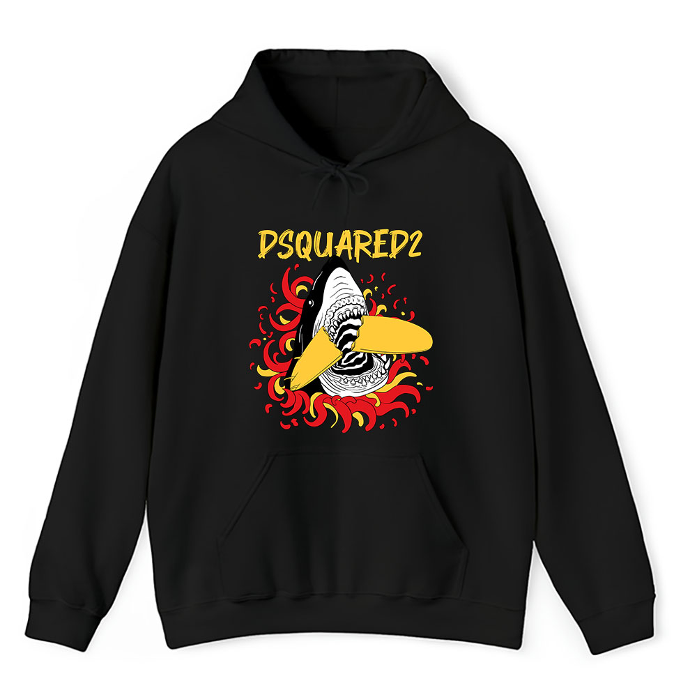 Cartoon-Shark-With-Surfboard-Dsquared2-Unisex-Hoodie-TAH5487-1
