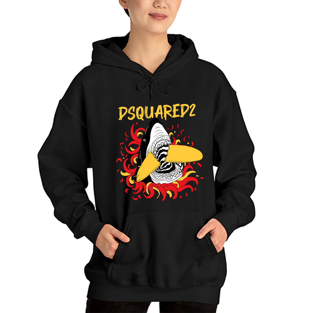 Cartoon-Shark-With-Surfboard-Dsquared2-Unisex-Hoodie-TAH5487-2