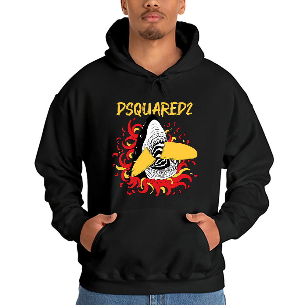 Cartoon-Shark-With-Surfboard-Dsquared2-Unisex-Hoodie-TAH5487-3