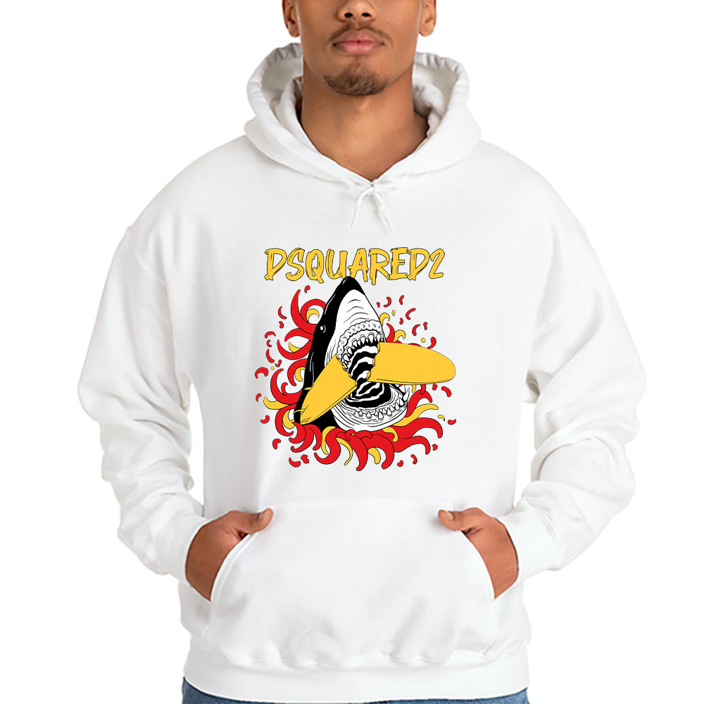 Cartoon-Shark-With-Surfboard-Dsquared2-Unisex-Hoodie-TAH5487-4