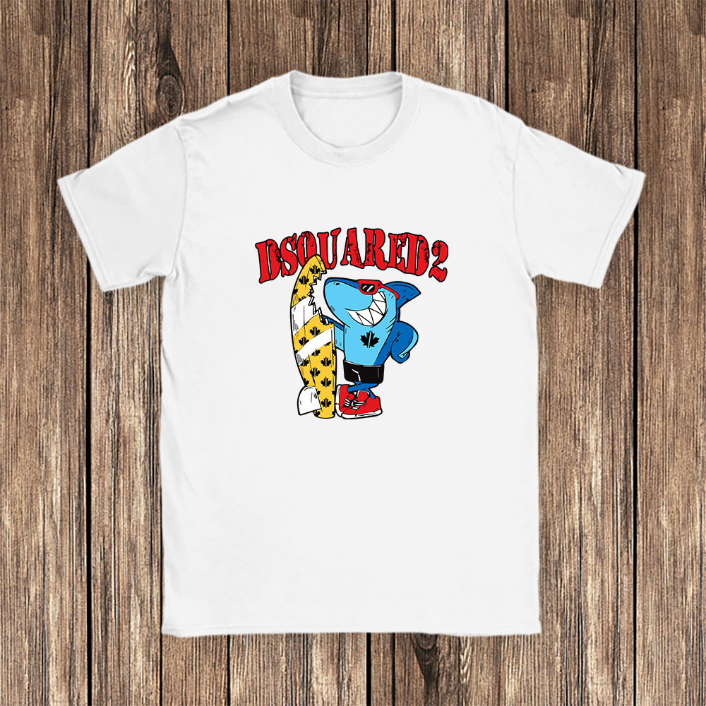 Cartoon-Shark-With-Surfboard-Dsquared2-Unisex-T-Shirt-TAT5486-1