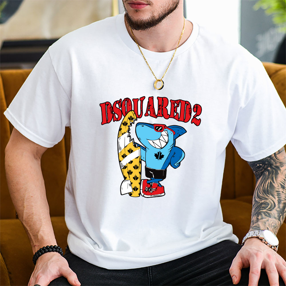 Cartoon-Shark-With-Surfboard-Dsquared2-Unisex-T-Shirt-TAT5486-2