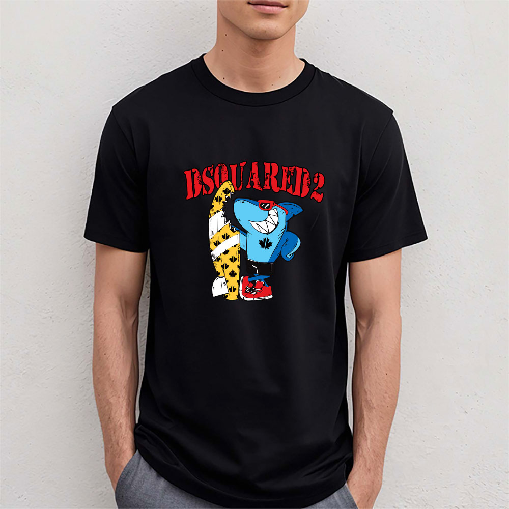 Cartoon-Shark-With-Surfboard-Dsquared2-Unisex-T-Shirt-TAT5486-4