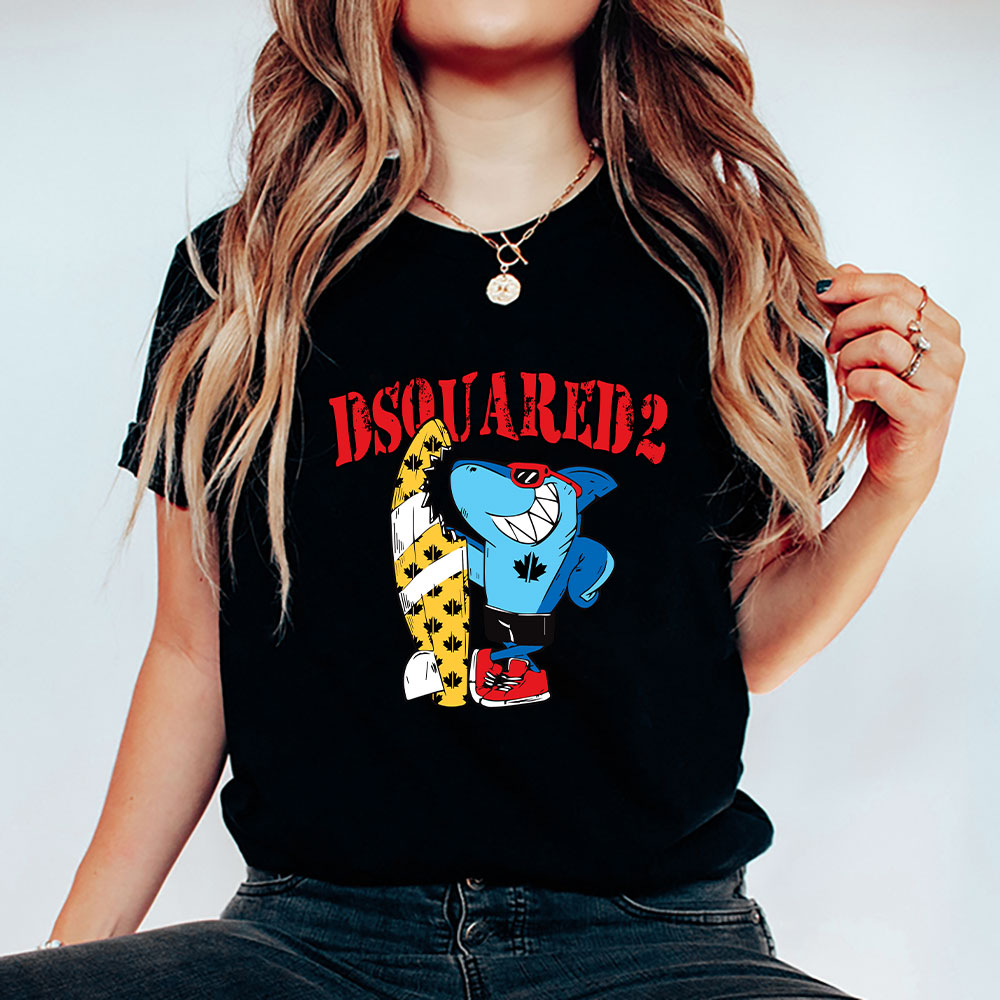 Cartoon-Shark-With-Surfboard-Dsquared2-Unisex-T-Shirt-TAT5486-5