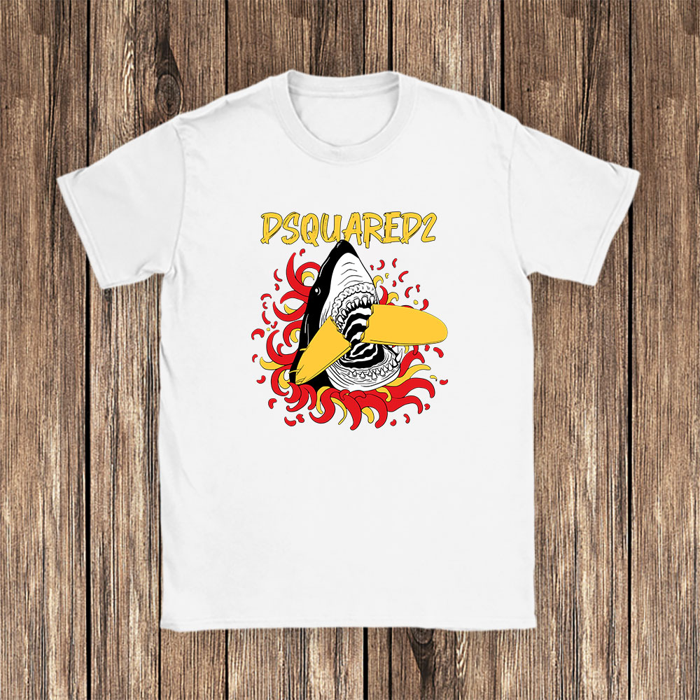 Cartoon-Shark-With-Surfboard-Dsquared2-Unisex-T-Shirt-TAT5487-1