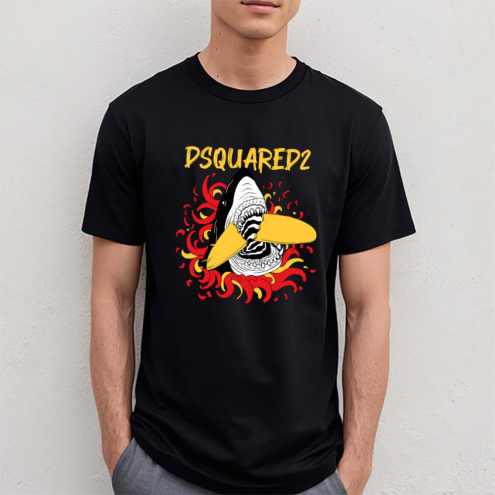 Cartoon-Shark-With-Surfboard-Dsquared2-Unisex-T-Shirt-TAT5487-4