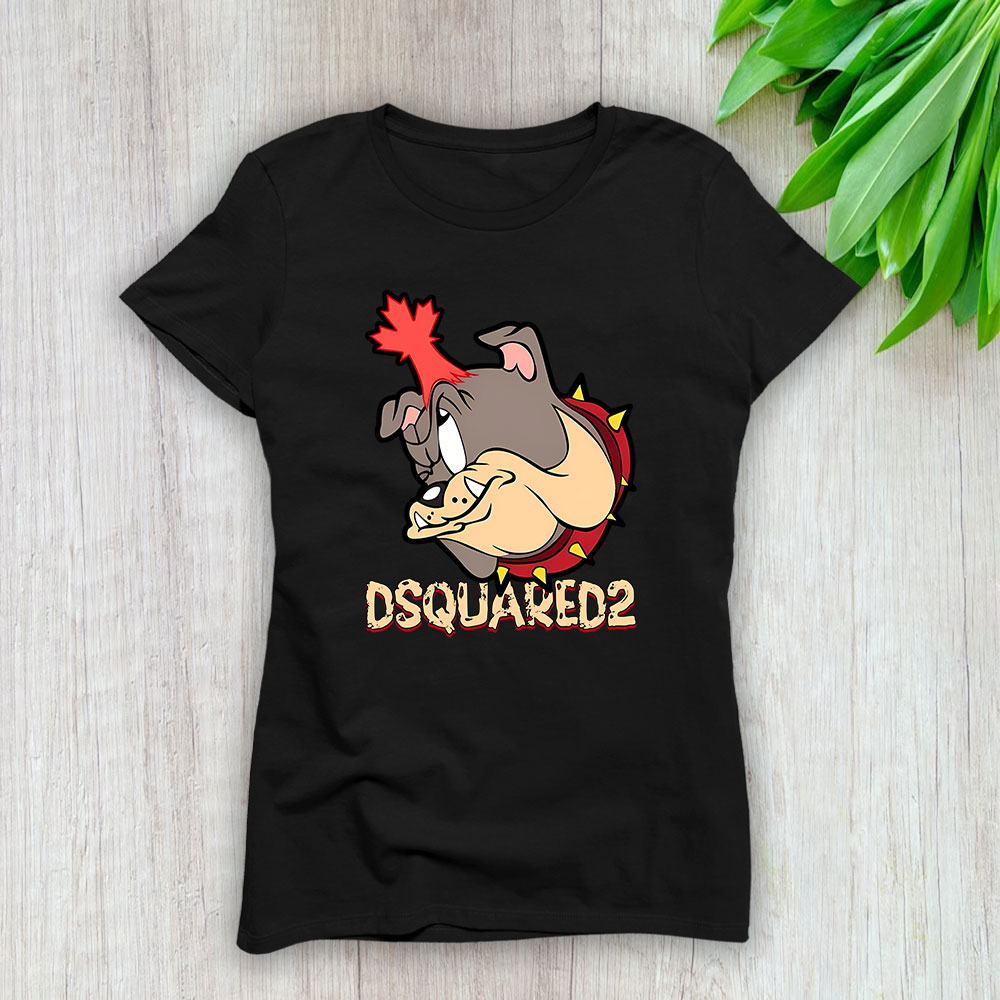 Spike-Bulldog-In-Tom-And-Jerry-Dsquared2-Brand-Lady-Shirt-Women-Tee-TLT5458-1