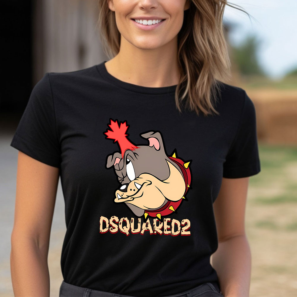 Spike-Bulldog-In-Tom-And-Jerry-Dsquared2-Brand-Lady-Shirt-Women-Tee-TLT5458-3