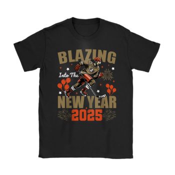 Anaheim Ducks Blazing Into The New Year NHL Gift For Fan Hello 2025 Unisex T-Shirt Cotton Tee TAT22254