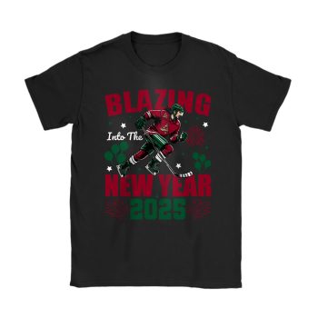 Arizona Coyotes Blazing Into The New Year NHL Gift For Fan Hello 2025 Unisex T-Shirt Cotton Tee TAT22279