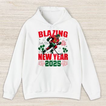Chicago Blackhawks Blazing Into The New Year NHL Gift For Fan Hello 2025 Unisex Hoodie TAH22409