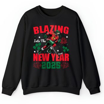 Chicago Blackhawks Blazing Into The New Year NHL Gift For Fan Hello 2025 Unisex Sweatshirt TAS22409