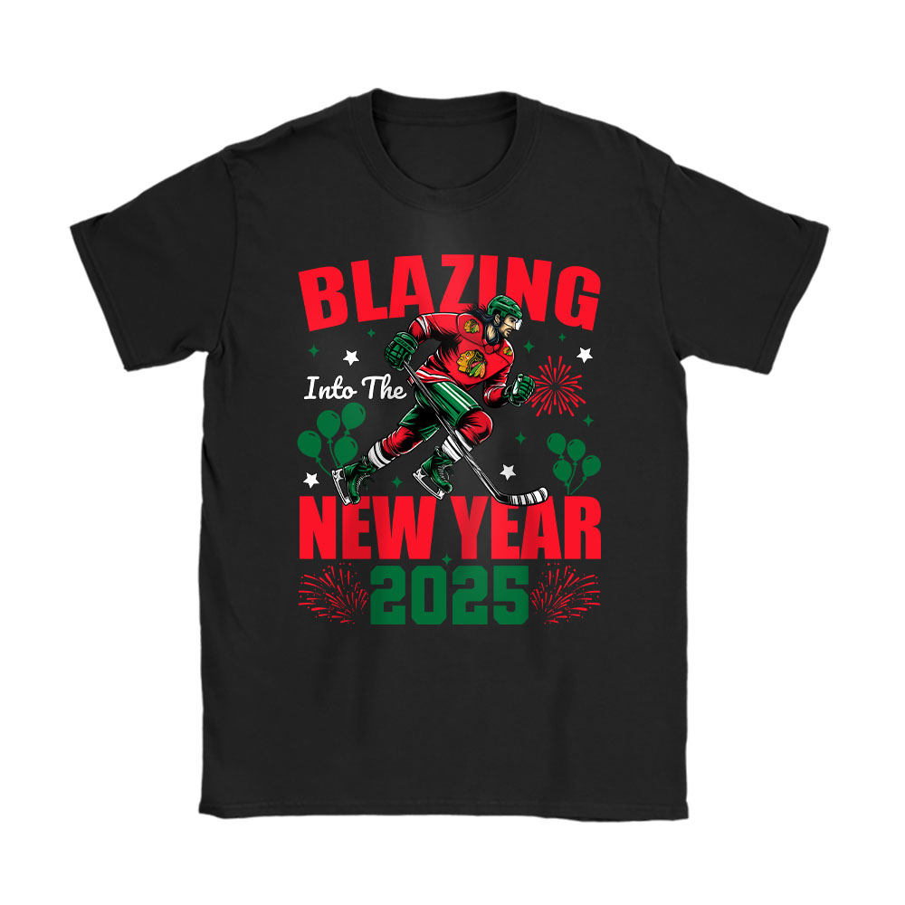 Chicago-Blackhawks-Blazing-Into-The-New-Year-NHL-Gift-For-Fan-Hello-2025-Unisex-T-Shirt-Cotton-Tee-TAT22409 Chicago Blackhawks Blazing Into The New Year NHL Gift For Fan Hello 2025 Unisex T-Shirt Cotton Tee TAT22409