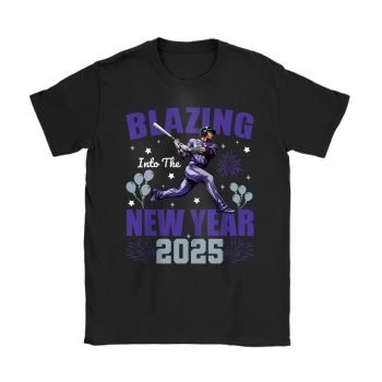 Colorado Rockies Blazing Into The New Year MLB Gift For Fan Hello 2025 Unisex T-Shirt Cotton Tee TAT22506