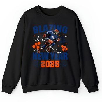 Edmonton Oilers Blazing Into The New Year NHL Gift For Fan Hello 2025 Unisex Sweatshirt TAS22589