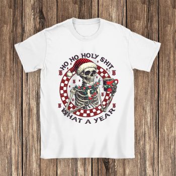 Ho Ho Holy Shit What A Year Christmas Burberry Unisex T-Shirt Cotton Tee TAT22090