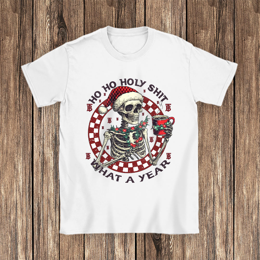 Ho-Ho-Holy-Shit-What-A-Year-Christmas-Burberry-Unisex-T-Shirt-Cotton-Tee-TAT22090 Ho Ho Holy Shit What A Year Christmas Burberry Unisex T-Shirt Cotton Tee TAT22090