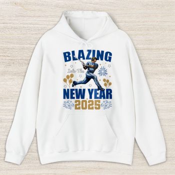 Kansas City Royals Blazing Into The New Year MLB Gift For Fan Hello 2025 Unisex Hoodie TAH22691