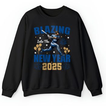 Kansas City Royals Blazing Into The New Year MLB Gift For Fan Hello 2025 Unisex Sweatshirt TAS22691