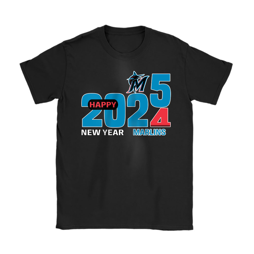 Miami-Marlins-Happy-New-Year-MLB-Gift-For-Fan-Hello-2025-Unisex-T-Shirt-Cotton-Tee-TAT22795 Miami Marlins Happy New Year MLB Gift For Fan Hello 2025 Unisex T-Shirt Cotton Tee TAT22795