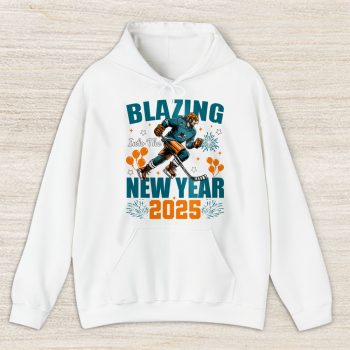 San Jose Sharks Blazing Into The New Year NHL Gift For Fan Hello 2025 Unisex Hoodie TAH23091