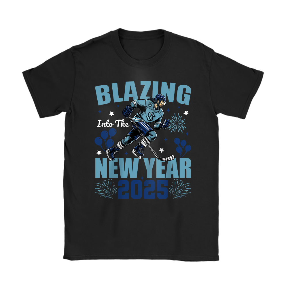Seattle-Kraken-Blazing-Into-The-New-Year-NHL-Gift-For-Fan-Hello-2025-Unisex-T-Shirt-Cotton-Tee-TAT23066 Seattle Kraken Blazing Into The New Year NHL Gift For Fan Hello 2025 Unisex T-Shirt Cotton Tee TAT23066