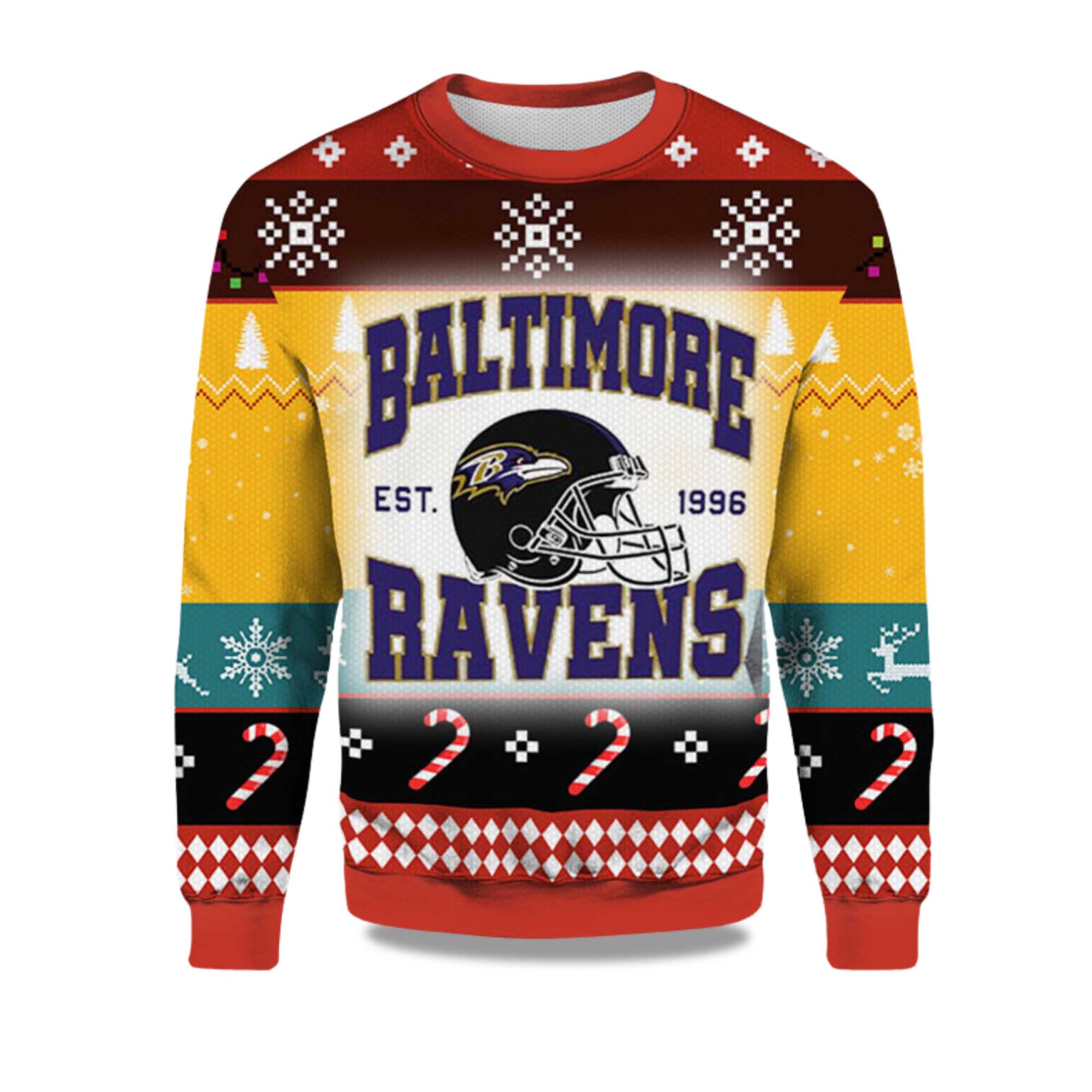 2025 Baltimore Ravens EST 1996 Ugly Christmas Sweater 2025 Baltimore Ravens EST 1996 Ugly Christmas Sweater