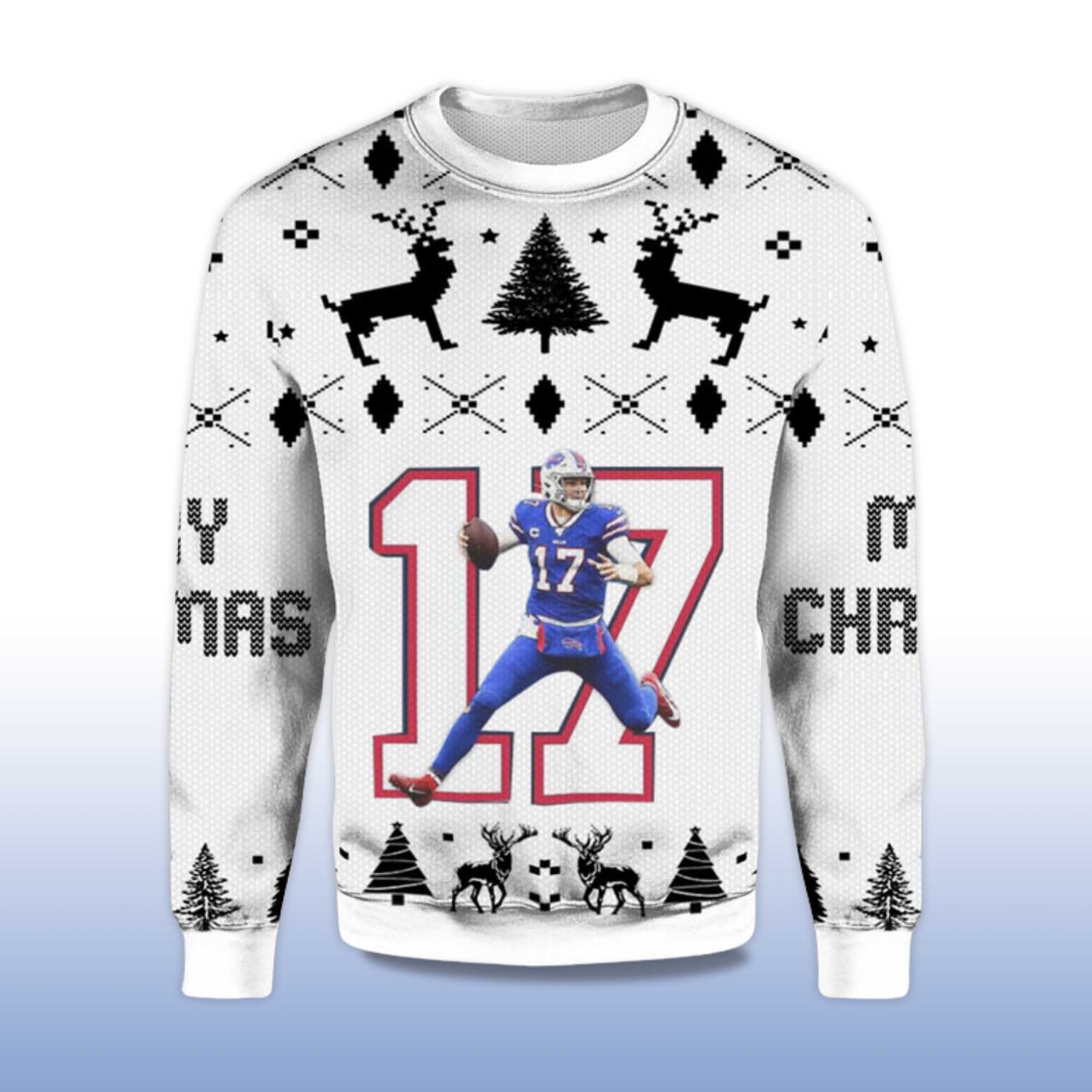 2025 Josh Allen No.17 Bills Ugly Christmas Sweater