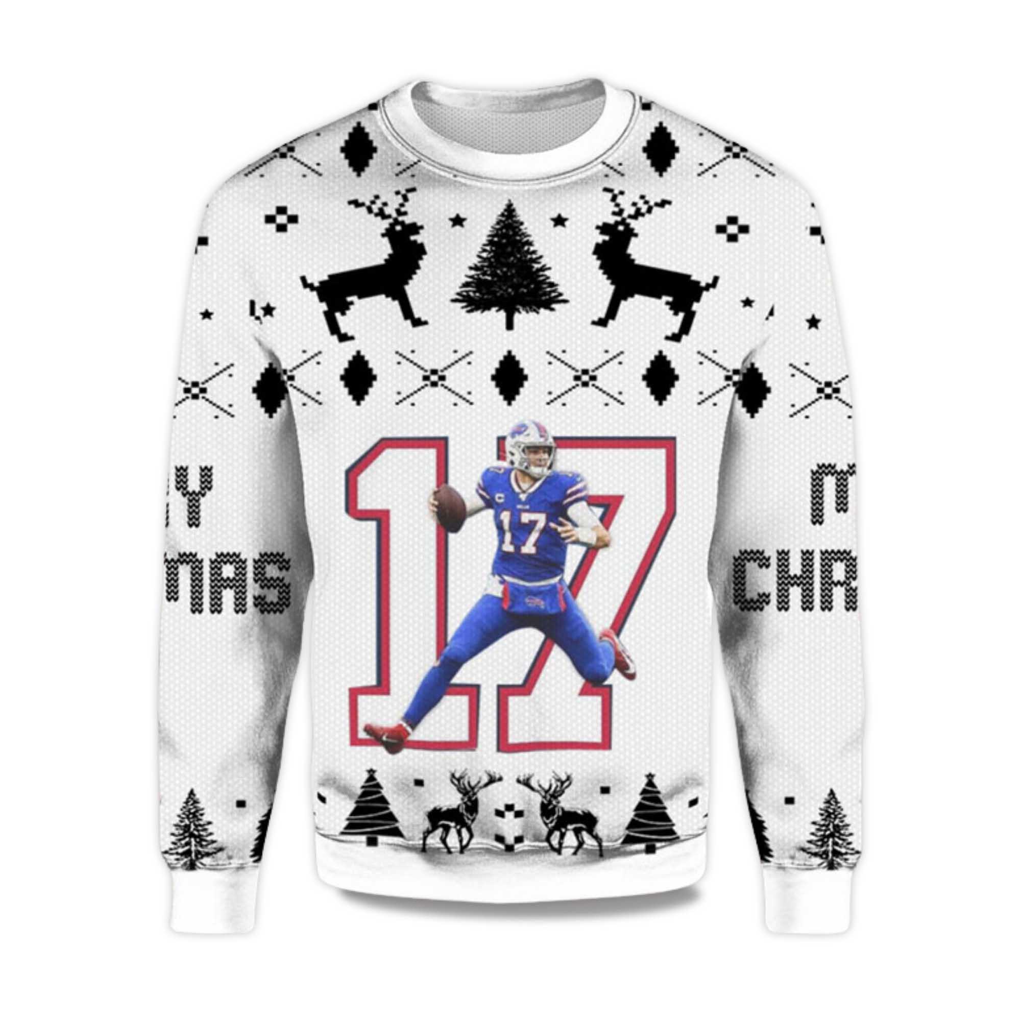 2025 Josh Allen No.17 Bills Ugly Christmas Sweater 2025 Josh Allen No.17 Bills Ugly Christmas Sweater